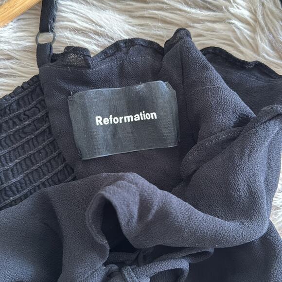 Reformation Fergie Cut Out Black Jumpsuit Size 6 - Picture 9 of 10